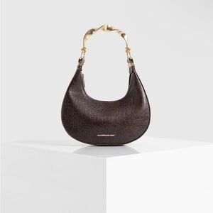 Sadie in Brown Sculpted Leather Crescent Bag